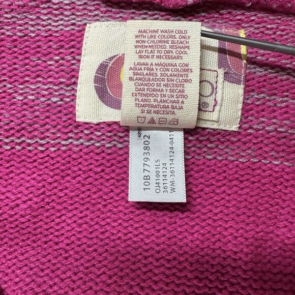 VTG Ocean Pacific OP Stripe L/Sleeve Pink Gray Hoodie Sz L(Girl) Y2K Beach Vibes - Picture 4 of 9